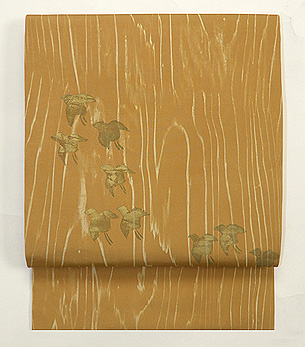 木目模様に千鳥塩瀬名古屋帯