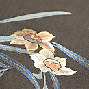 水仙にひよどり刺繍名古屋帯 質感・風合