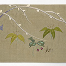 柳に仔犬の図名古屋帯 前中心