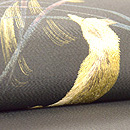 狐のお月見刺繍名古屋帯　質感・風合