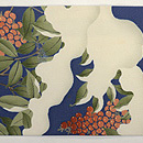 雪持ち南天名古屋帯　前中心（左巻き）