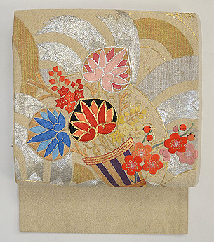 葵花束可憐刺繍名古屋帯