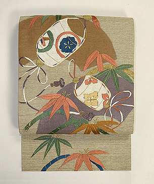 笹に印籠刺繍袋帯