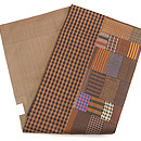 縞と格子寄せ裂名古屋帯　帯裏