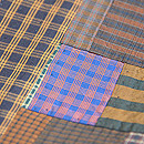 縞と格子寄せ裂名古屋帯　質感・風合