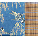 柳にスズメと縞の名古屋帯　前中心