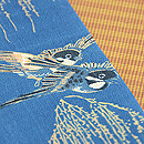 柳にスズメと縞の名古屋帯　質感・風合