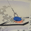 扇面に「鉢の木」縮緬名古屋帯 質感・風合