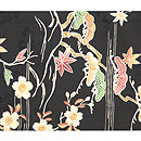 江戸解楽器尽し模様染名古屋帯(黒)　前中心