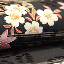 江戸解楽器尽し模様染名古屋帯(黒)　質感・風合