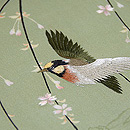 枝垂れ桜に鳥の図名古屋帯　質感・風合