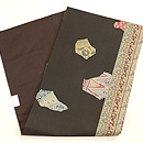 手描き更紗に縞切り継ぎ帯　帯裏