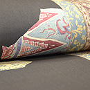 手描き更紗に縞切り継ぎ帯　質感・風合