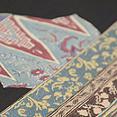 手描き更紗に縞切り継ぎ帯　質感・風合