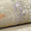 藤に菖蒲春の図名古屋帯　質感・風合