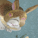 うさぎに土筆刺繍帯　質感・風合
