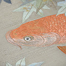 青紅葉に緋鯉の名古屋帯　質感・風合