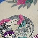 雲取りに花の丸絹紅梅織染名古屋帯　質感・風合