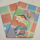 夏花の貝合わせ刺繍紗開き名古屋帯　帯裏