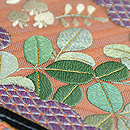 夏花の貝合わせ刺繍紗開き名古屋帯　質感・風合