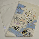 流水に団扇地紙刺繍紗開き名古屋帯 帯裏