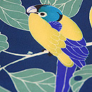 枝葉とインコ染名古屋帯　質感・風合