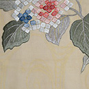 紫陽花刺繍紗名古屋帯　前中心