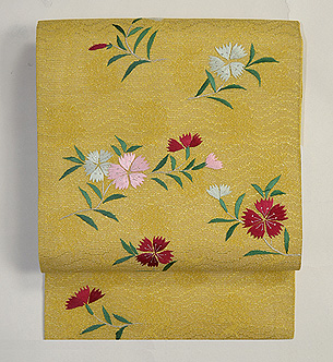 撫子刺繍荒磯文様紗織名古屋帯