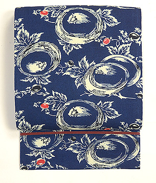 浦野理一作 藍縮緬地万寿菊染名古屋帯