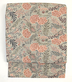 カーネーションの和更紗名古屋帯