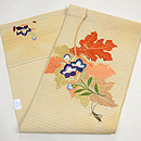 桐の葉に桔梗とバッタの単衣帯 帯裏