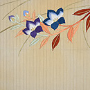 桐の葉に桔梗とバッタの単衣帯 前中心