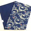 浦野理一作 藍縮緬地万寿菊染名古屋帯 帯裏