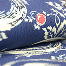 浦野理一作 藍縮緬地万寿菊染名古屋帯 質感・風合