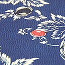 浦野理一作 藍縮緬地万寿菊染名古屋帯 質感・風合