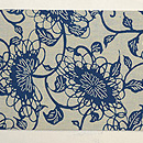 浦野理一作 菊唐草模様縮緬名古屋帯 前中心