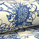 浦野理一作 菊唐草模様縮緬名古屋帯 質感・風合