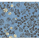 浦野理一作 草花模様藍型染名古屋帯 前中心