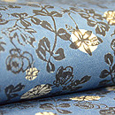 浦野理一作 草花模様藍型染名古屋帯 質感・風合