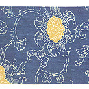 浦野理一作 唐花唐草模様紬名古屋帯 前中心