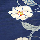 青色地ムクゲの花の小紋　質感・風合
