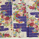 流水文に花車の図絹紅梅 上前