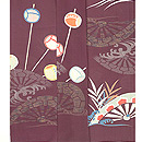 小豆色夏お召水辺の図小紋　上前