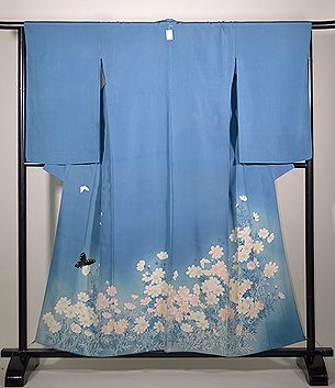 空色にコスモスの付下