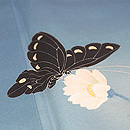 空色にコスモスの付下　質感・風合