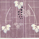 葡萄色紋錦紗変わり格子袷お散歩着　上前