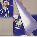 秋冬の花に市松模様小紋　上前