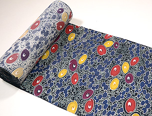 鬼縮緬万寿菊型染め着尺