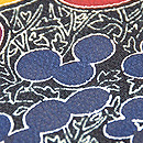 鬼縮緬万寿菊型染め着尺　隠れミッ〇ー？