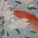 白ツツジに鯉の訪問着　質感・風合